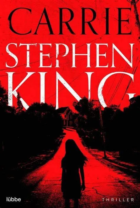 Cover of “Carrie” by Stephen King: a girl on a red-lit street